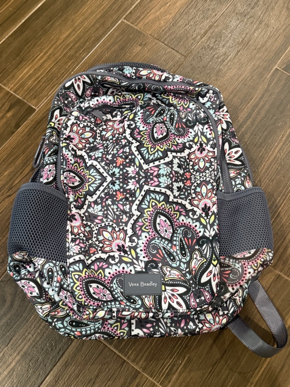 Vera Bradley Floral Paisley Daypack in Black, Pink, Mint